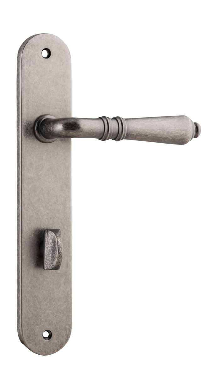 13724P85 - Sarlat Lever - Oval Backplate - Distressed Nickel - Privacy