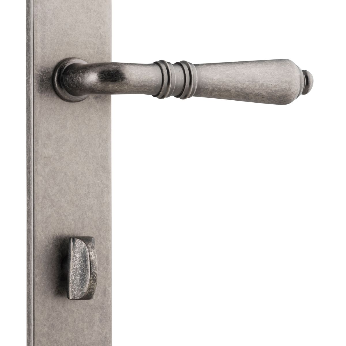 13724P85 - Sarlat Lever - Oval Backplate - Distressed Nickel - Privacy
