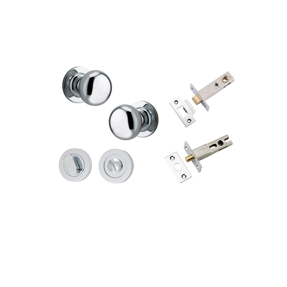 0204KPRIV60 - Cambridge Knob - Round Rose Privacy Kit with Separate Privacy Turn - Polished Chrome - Privacy