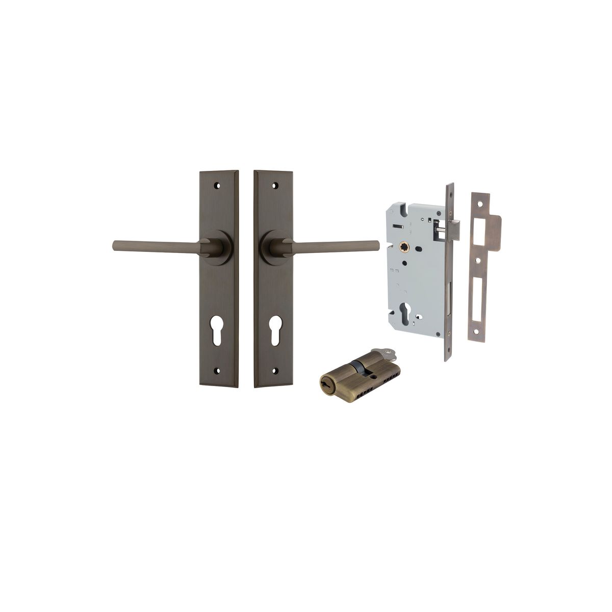 10782KENTR60KK - Baltimore Lever - Chamfered Backplate Entrance Kit with High Security Lock - Signature Brass - Entrance