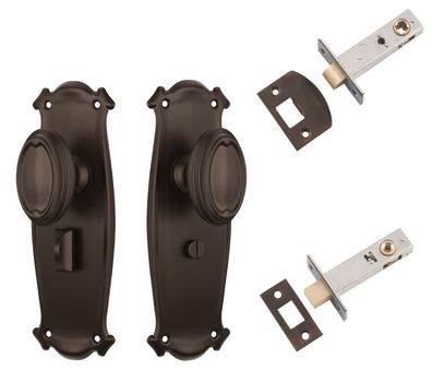 Bungalow Door Knob - Long Backplate Privacy Set