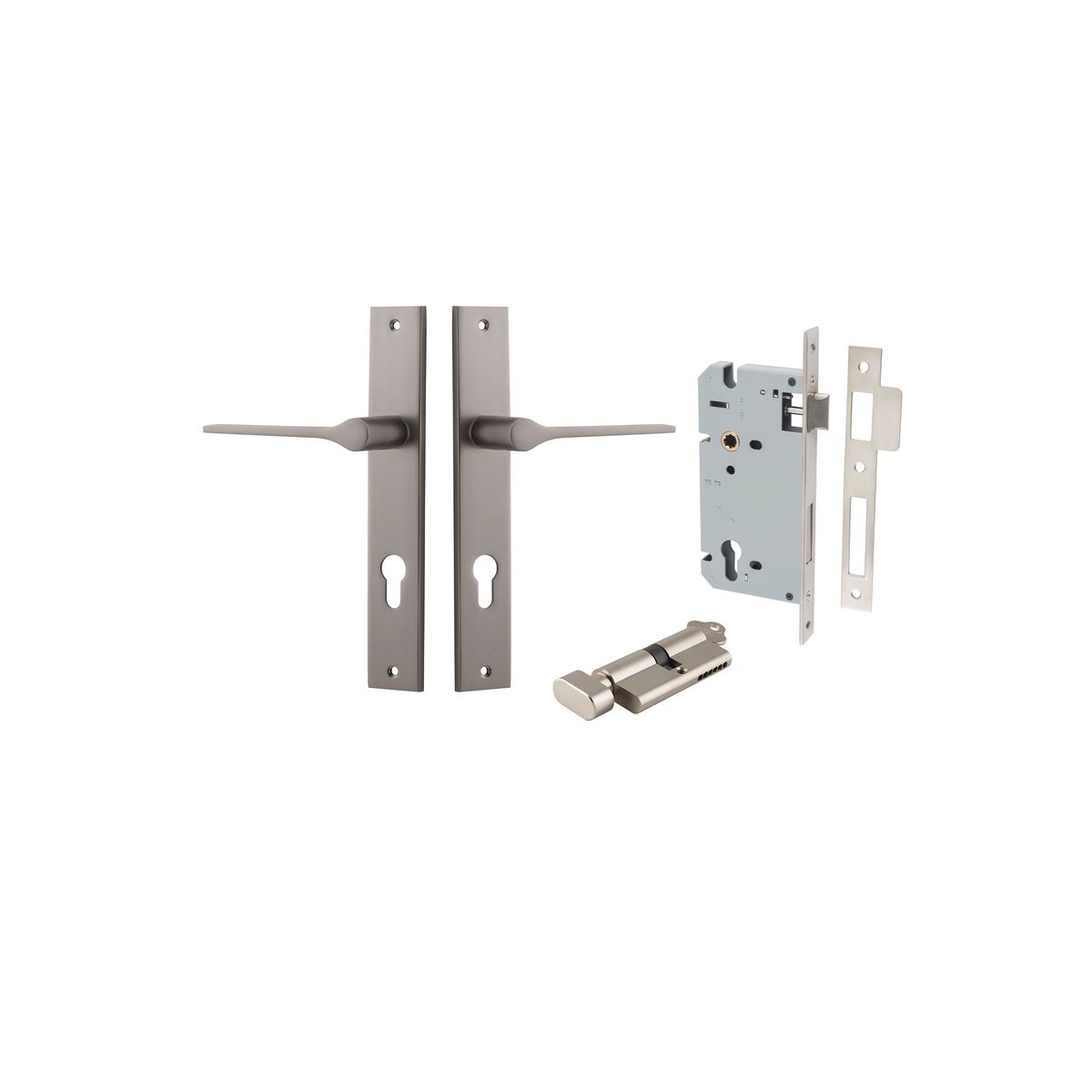 14754KENTR60KT - Como Lever - Rectangular Backplate Entrance Kit with High Security Lock - Satin Nickel - Entrance