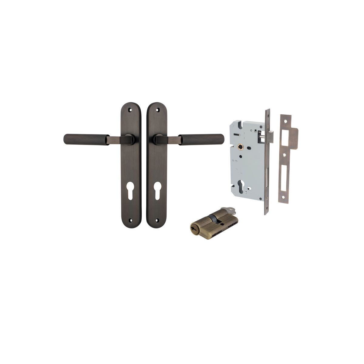 10768KENTR60KK - Brunswick Lever - Oval Backplate Entrance Kit with High Security Lock - Signature Brass - Entrance