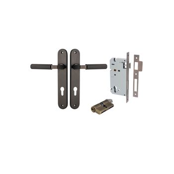 Brunswick Lever - Oval Backplate Entrance Kit with High Security Lock