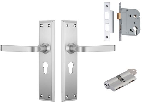 Menton Lever - Long Backplate Entrance Set with High Security Lock