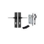 12758KENTR60KT - Como Lever - Chamfered Backplate Entrance Kit with High Security Lock - Matt Black - Entrance