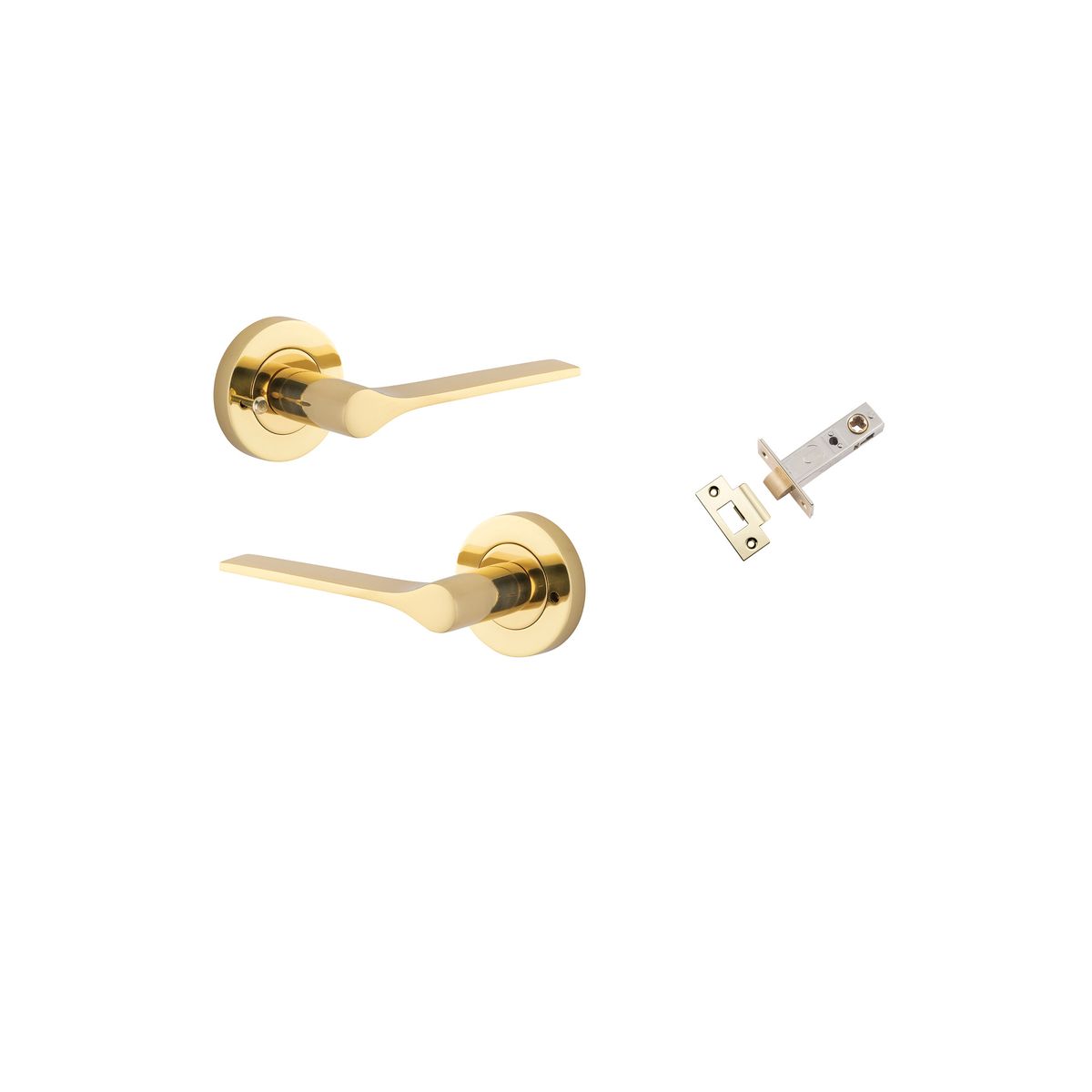 0360KIBPRIV60 - Como Lever - Round Rose Privacy Kit (Inbuilt Privacy) - Polished Brass - Privacy