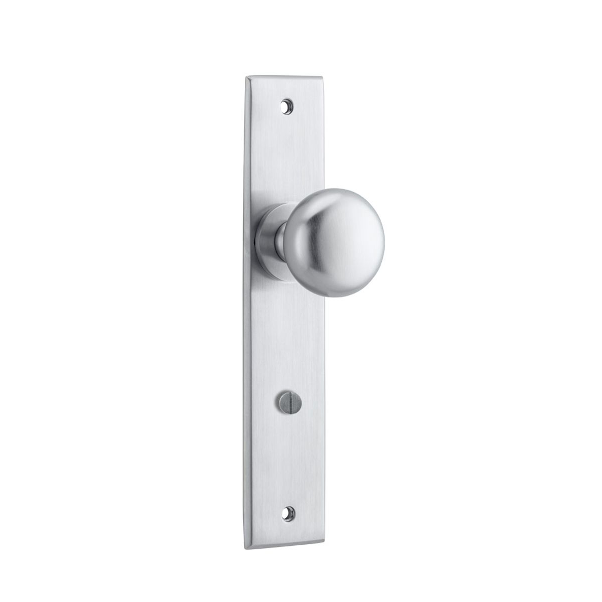 12446 - Cambridge Knob - Chamfered Backplate - Brushed Chrome - Passage