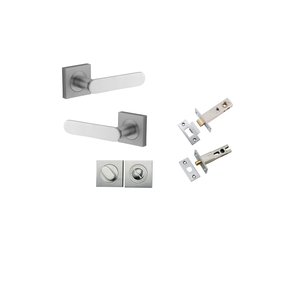 0405KPRIV60 - Bronte Lever - Square Rose Privacy Kit with Privacy Turn with Separate Privacy Turn - Brushed Chrome - Privacy