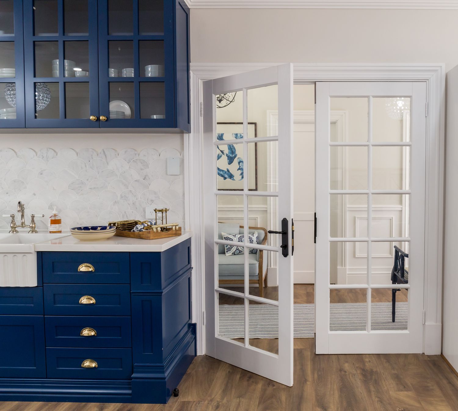 16212KENTR60KK - Sarlat Lever - Shouldered Backplate Entrance Kit with High Security Lock - Brushed Gold PVD - Entrance