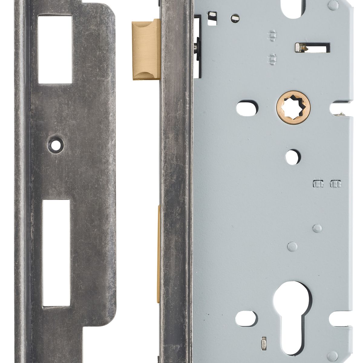 6085 - Rebated 85mm Euro Mortice Locks - 60mm Backset - Distressed Nickel