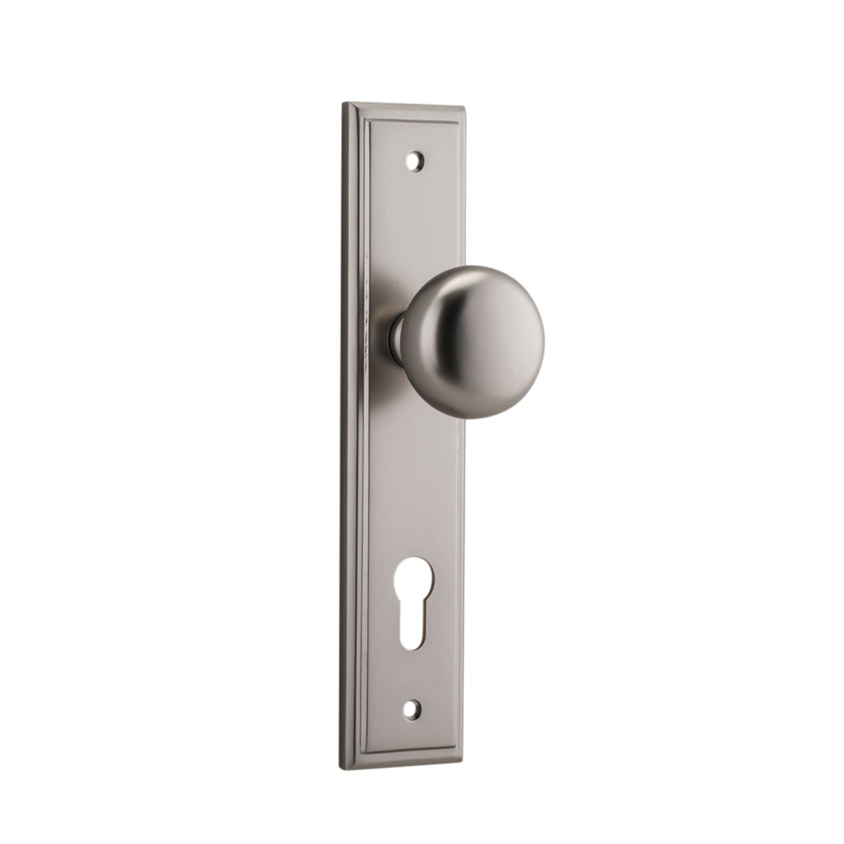 14840E85 - Cambridge Knob - Stepped Backplate - Satin Nickel - Entrance