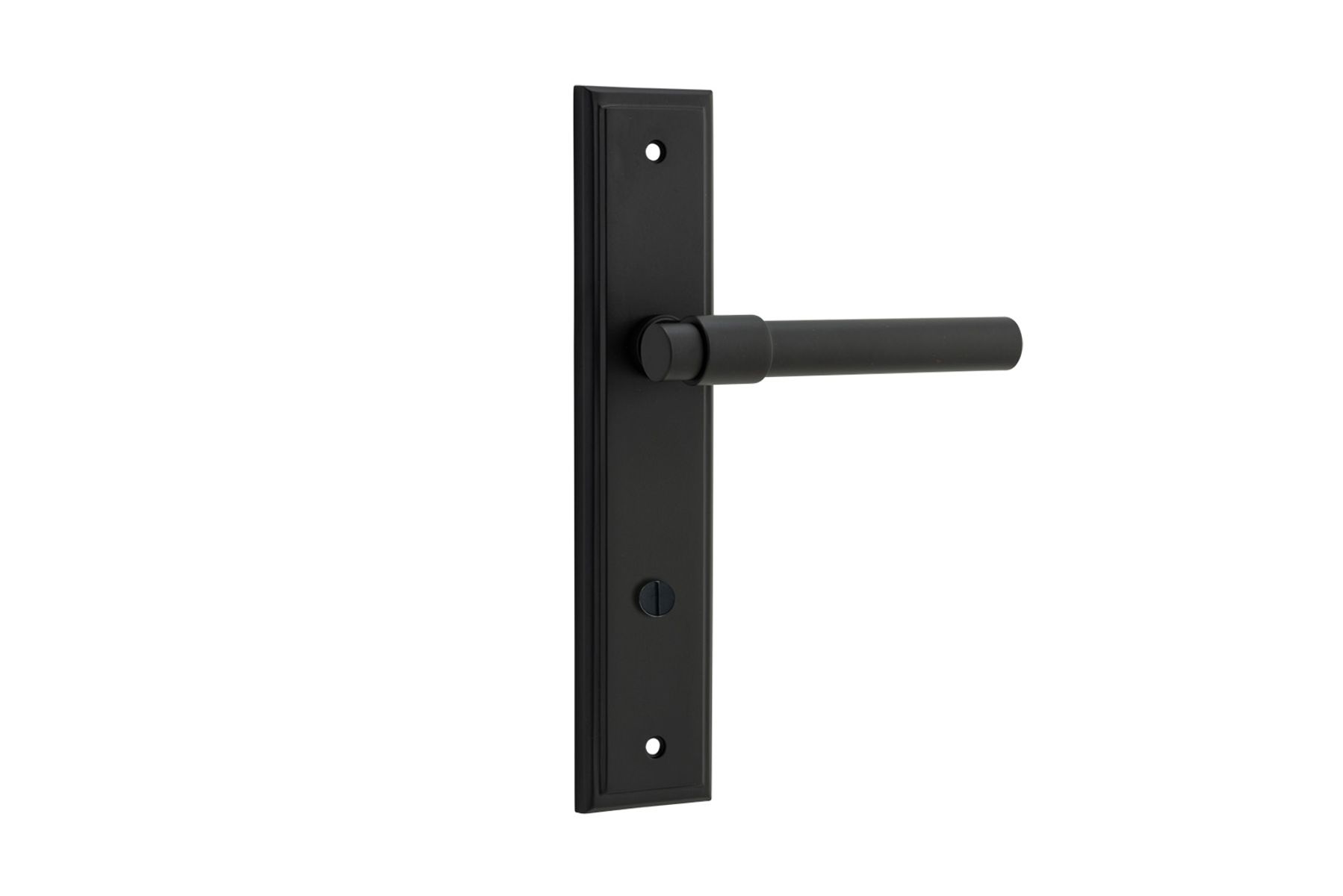 12902P85 - Helsinki Lever - Stepped Backplate - Matt Black - Privacy