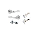 0355KPRIV60 - Brunswick Lever - Round Rose Privacy Kit - Brushed Chrome - Privacy