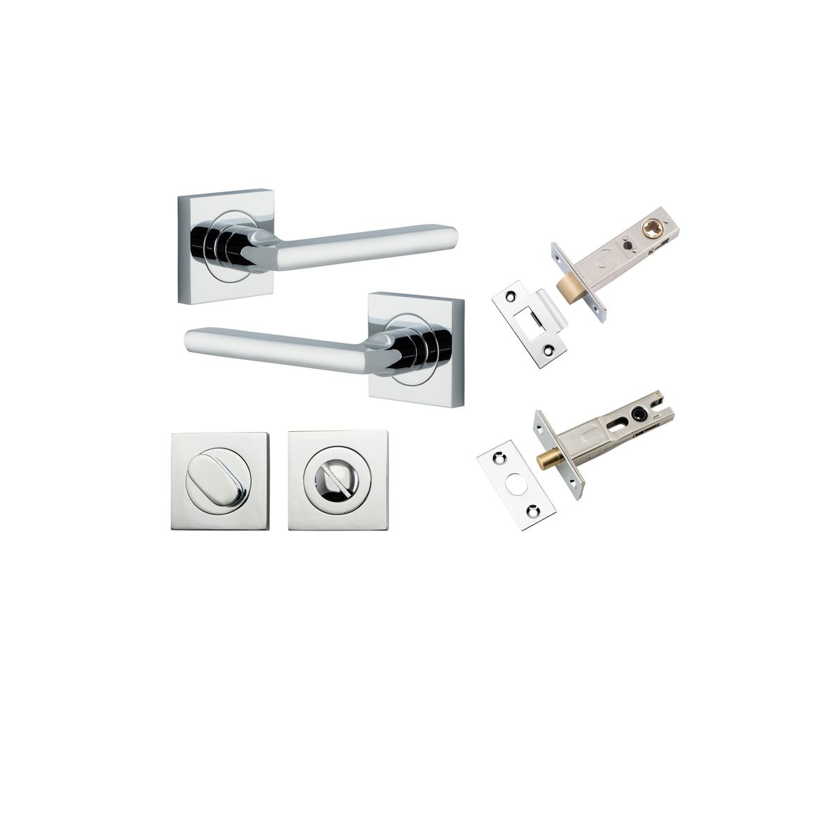 0274KPRIV60 - Baltimore Lever - Square Rose Privacy Kit with Separate Privacy Turn - Polished Chrome - Privacy