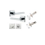 0274KPRIV60 - Baltimore Lever - Square Rose Privacy Kit with Separate Privacy Turn - Polished Chrome - Privacy