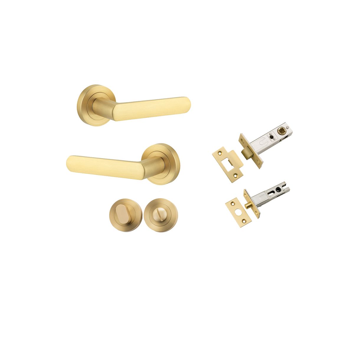16270KPRIV60 - Osaka Lever - Round Rose Privacy Kit with Separate Privacy Turn - Brushed Gold PVD - Privacy