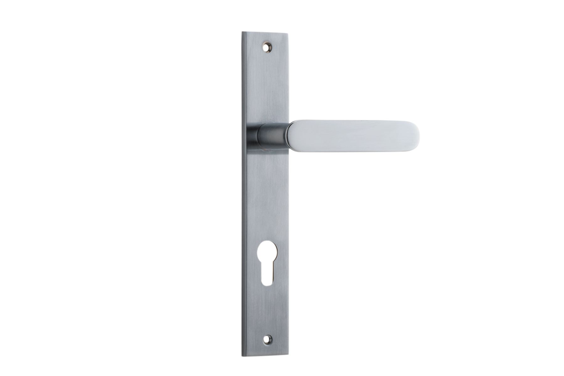 12248E85 - Bronte Lever - Rectangular Backplate - Brushed Chrome - Entrance