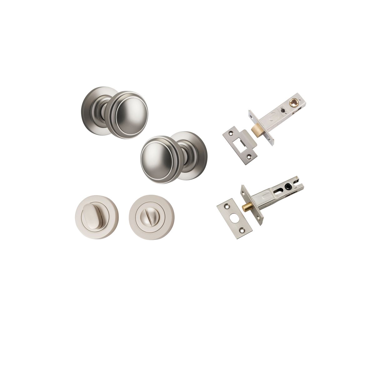 0219KPRIV60 - Paddington Knob - Round Rose Privacy Kit with Separate Privacy Turn - Satin Nickel - Privacy