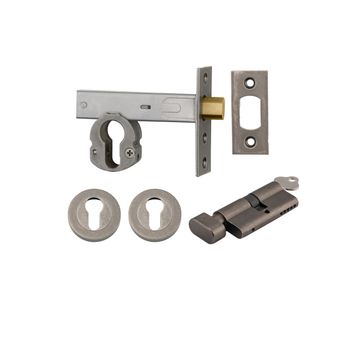 Euro Mortice Deadbolt Kit - 70mm Backset with Round Euro Escutcheon Key/Thumb