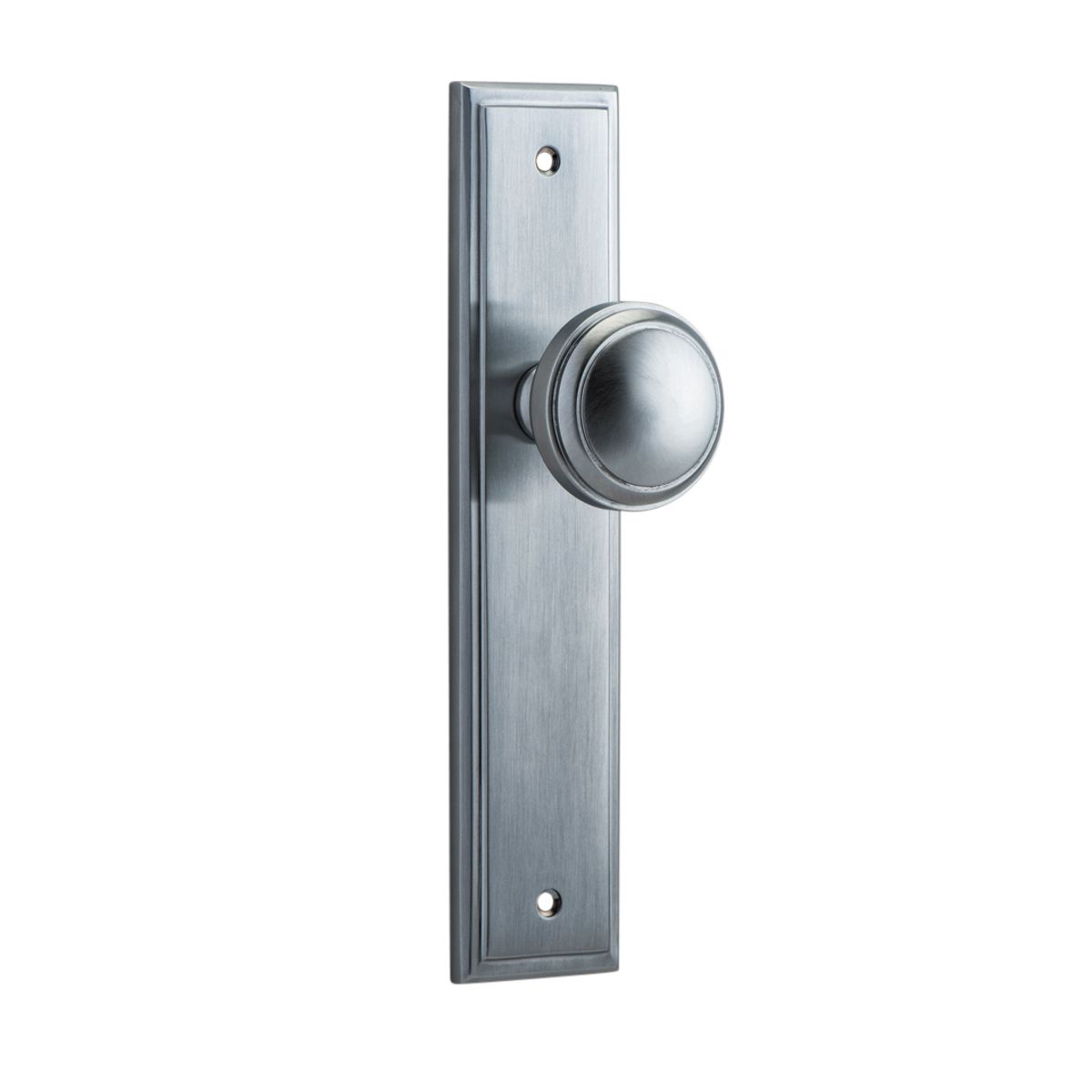 12338 - Paddington Knob - Stepped Backplate - Brushed Chrome - Passage