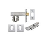 22553K70KTES - Euro Mortice Deadbolt Kit - 70mm Backset with Square Euro Escutcheon Key/Thumb - Brushed Chrome - Entrance