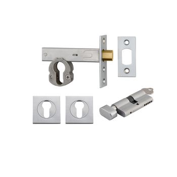 Euro Mortice Deadbolt Kit - 70mm Backset with Square Euro Escutcheon Key/Thumb