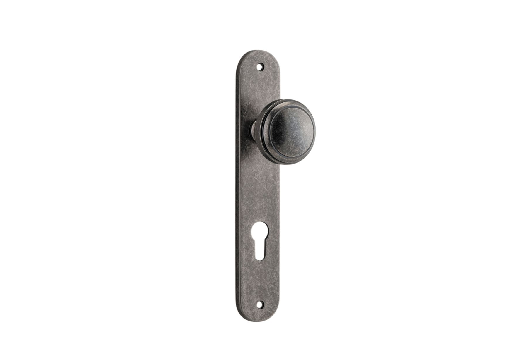13832E85 - Paddington Knob - Oval Backplate - Distressed Nickel - Entrance