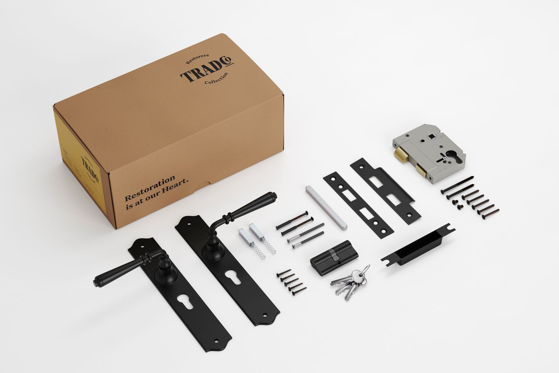 Reims Lever - Long Backplate Entrance Set with High Security Lock