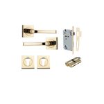 0390KENTR60KK - Annecy Lever - Square Rose Entrance Kit with Separate High Security Lock - Polished Brass - Entrance