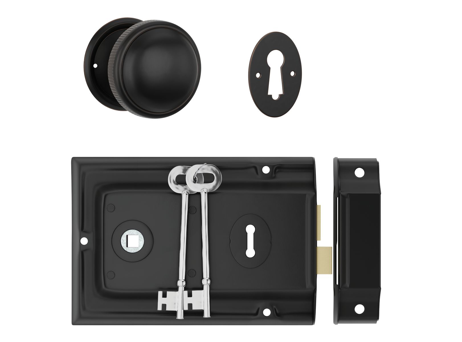 Rim Lock and Milled Edge Knob Passage Set