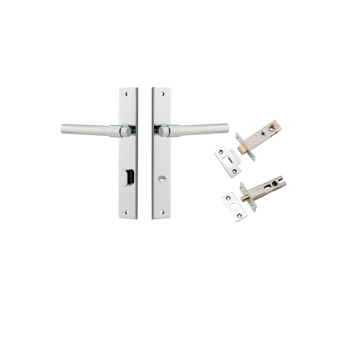 11896KPRIV60 - Helsinki Lever - Rectangular Backplate Privacy Kit with Privacy Turn - Polished Chrome - Privacy
