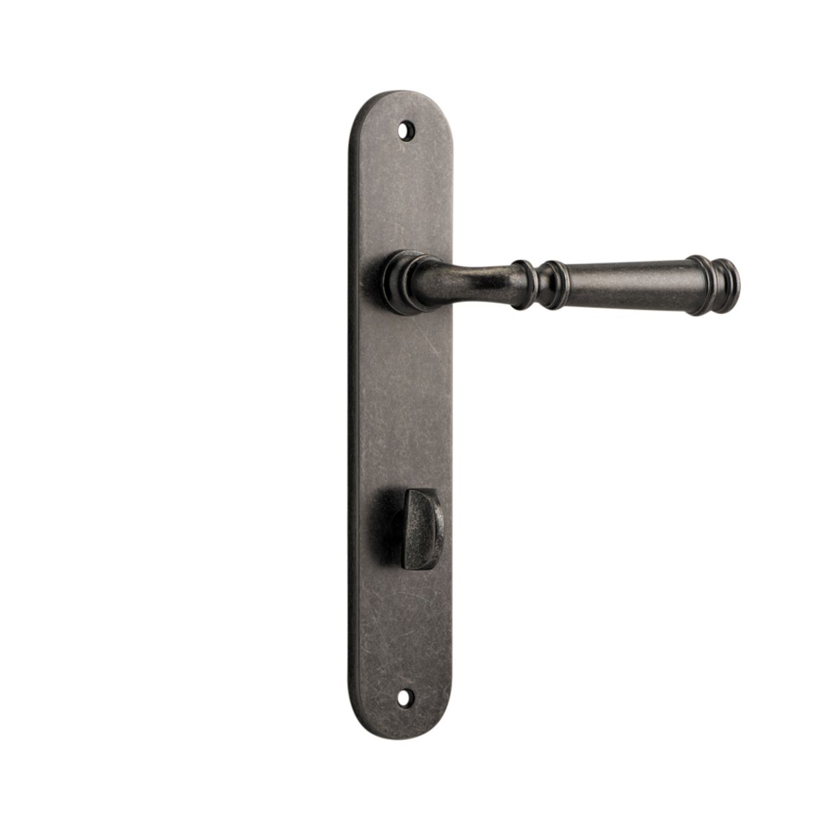 13730P85 - Verona Lever - Oval Backplate - Distressed Nickel - Privacy
