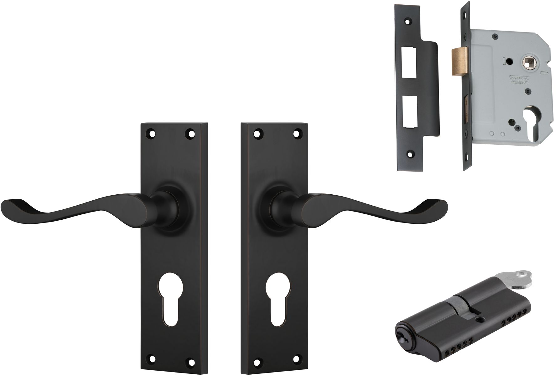 Victorian Lever - Long Backplate Entrance Set with High Security Lock