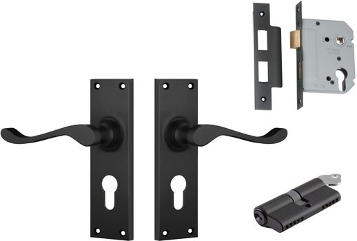 Victorian Lever - Long Backplate Entrance Set with High Security Lock