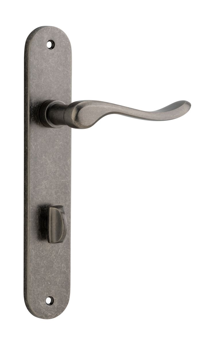 13924P85 - Stirling Lever - Oval Backplate - Distressed Nickel - Privacy