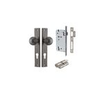 13824KENTR60KK - Guildford Knob - Rectangular Backplate Entrance Kit with High Security Lock - Distressed Nickel - Entrance