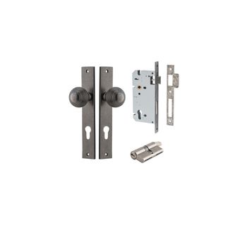 Guildford Knob - Rectangular Backplate Entrance Kit with High Security Lock