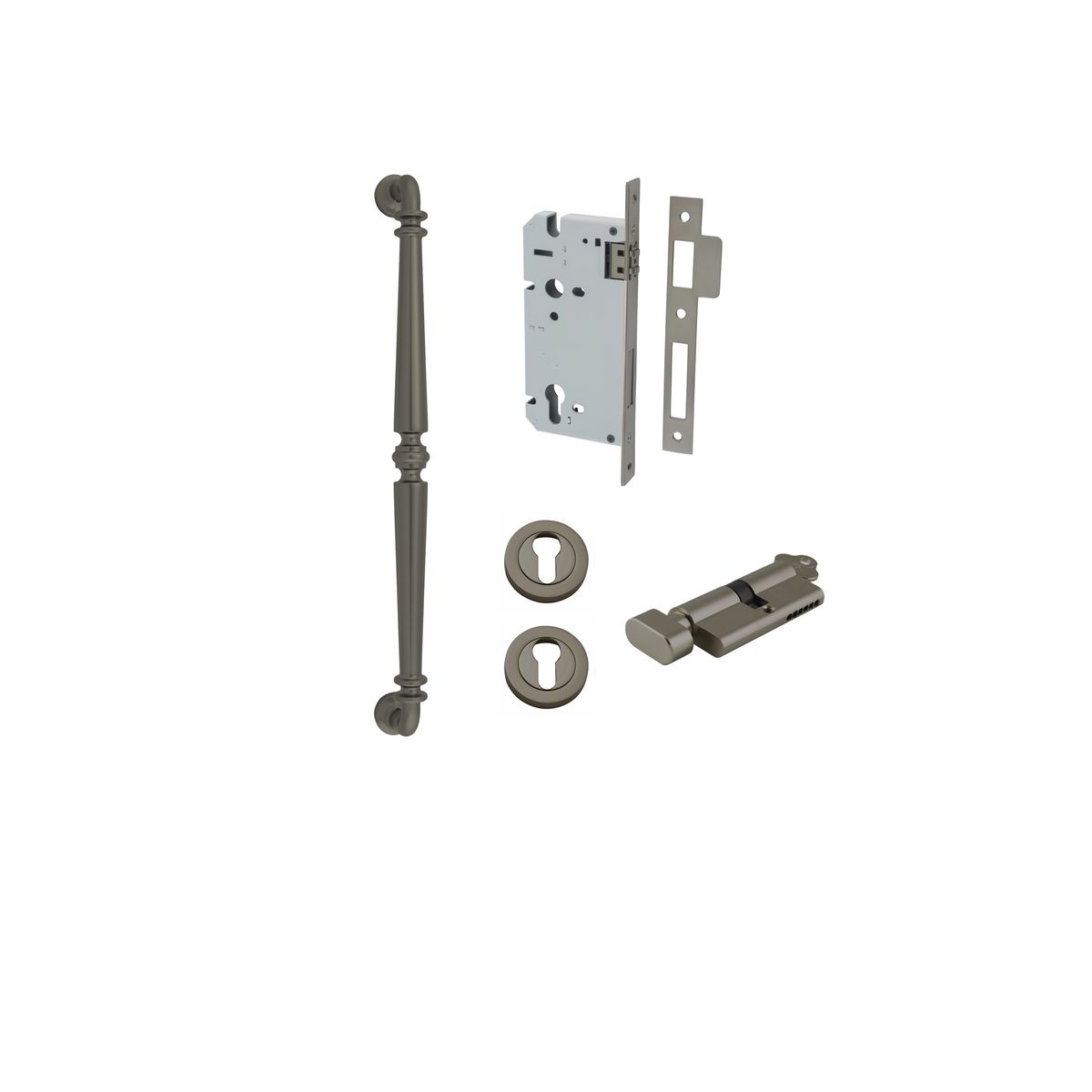 16933KENTR60KT - Sarlat Pull Handle - 450mm Entrance Kit with Separate High Security Lock - Graphite PVD - Entrance
