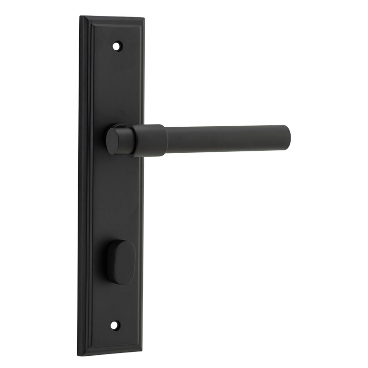 12902P85 - Helsinki Lever - Stepped Backplate - Matt Black - Privacy
