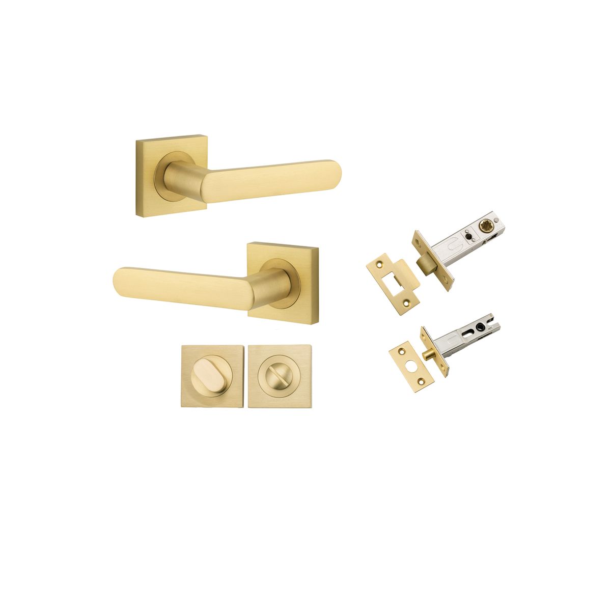 16271KPRIV60 - Osaka Lever - Square Rose Privacy Kit with Separate Privacy Turn - Brushed Gold PVD - Privacy