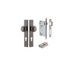 13822KENTR60KK - Cambridge Knob - Rectangular Backplate Entrance Kit with High Security Lock - Distressed Nickel - Entrance