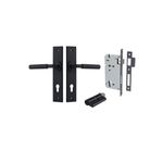 12796KENTR60KK - Brunswick Lever - Chamfered Backplate Entrance Kit with High Security Lock - Matt Black - Entrance