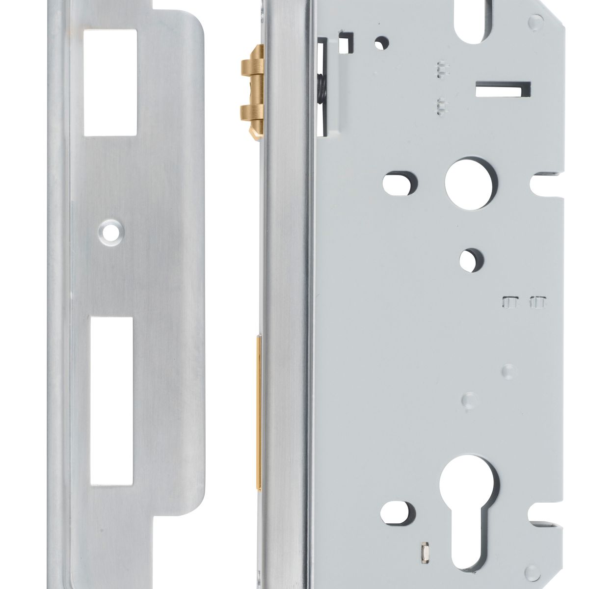 6065 - Rebated 85mm Euro Roller Mortice Locks - 60mm Backset - Brushed Chrome