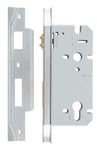 6065 - Rebated 85mm Euro Roller Mortice Locks - 60mm Backset - Brushed Chrome