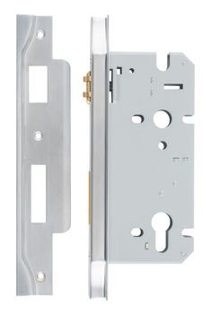 Rebated 85mm Euro Roller Mortice Locks - 60mm Backset