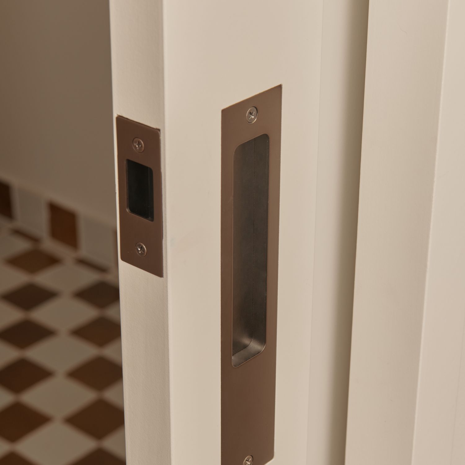 21411E - Rectangular Sliding Door Pull Entrance Kit with High Security Lock - Signature Brass - Entrance