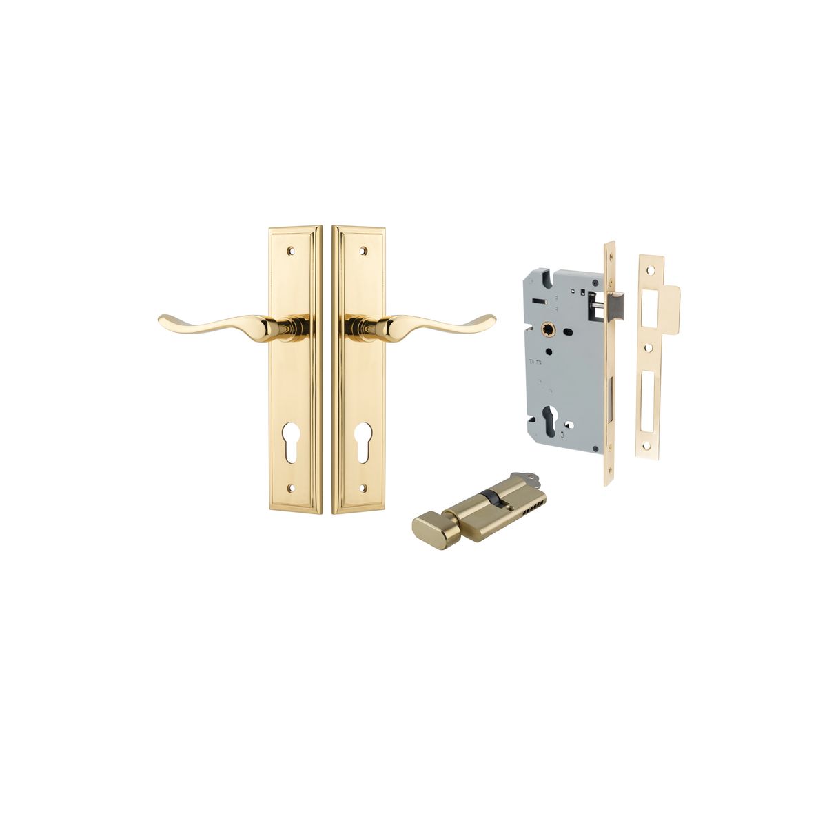 10426KENTR60KT - Stirling Lever - Stepped Backplate Entrance Kit with High Security Lock - Polished Brass - Entrance