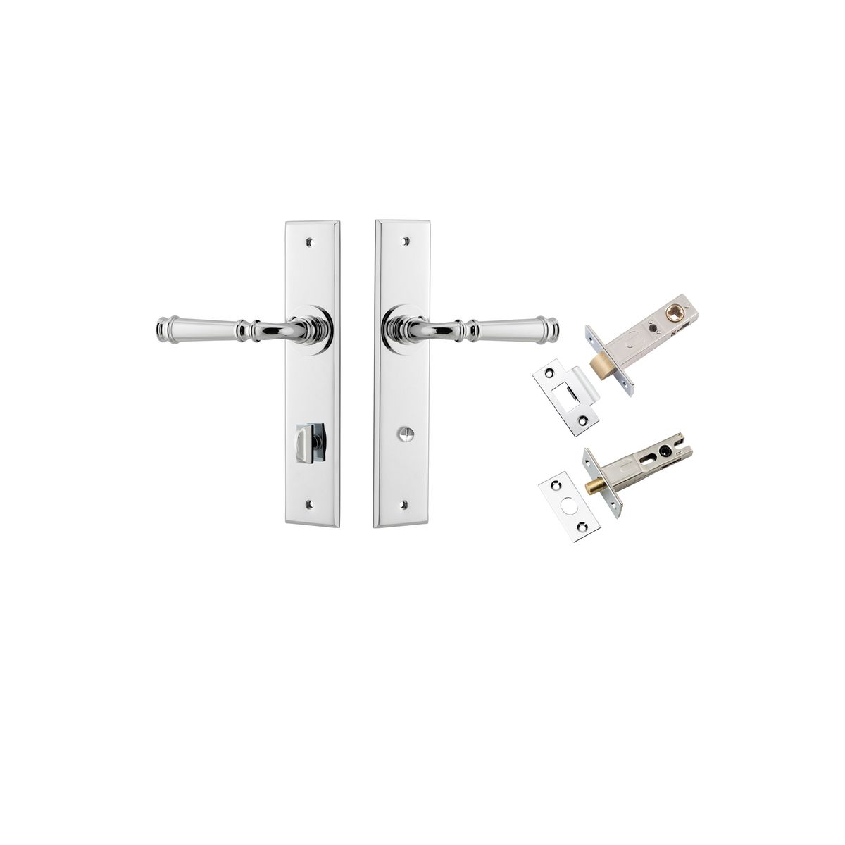 11786KPRIV60 - Verona Lever - Chamfered  Backplate Privacy Kit with Privacy Turn - Polished Chrome - Privacy