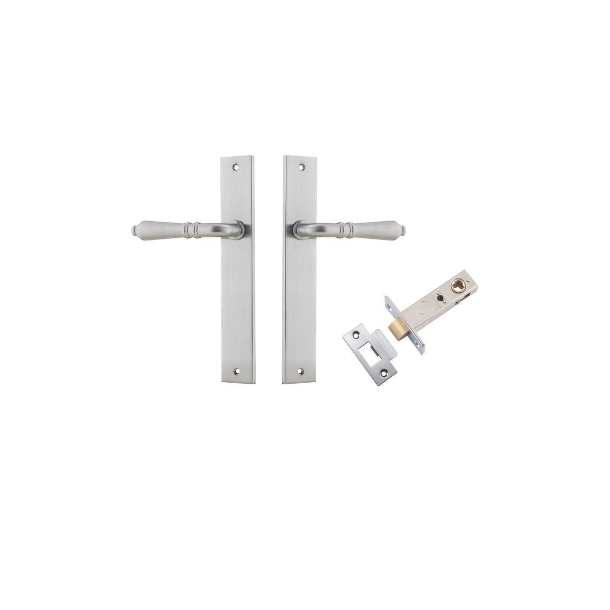 12200KPASS60 - Sarlat Lever - Rectangular Backplate Passage Kit - Brushed Chrome - Passage